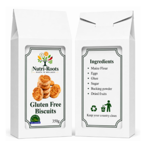 Nutri-Roots Gluten Free Biscuits 350g – Maize Flour & Dried Fruit Biscuits